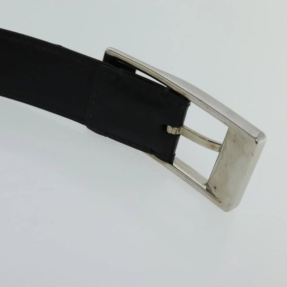 LOUIS VUITTON Belt Leather 29.9""""""""-34.3"""""""" Black Silver M9831 LV A... - Picture 2 of 16